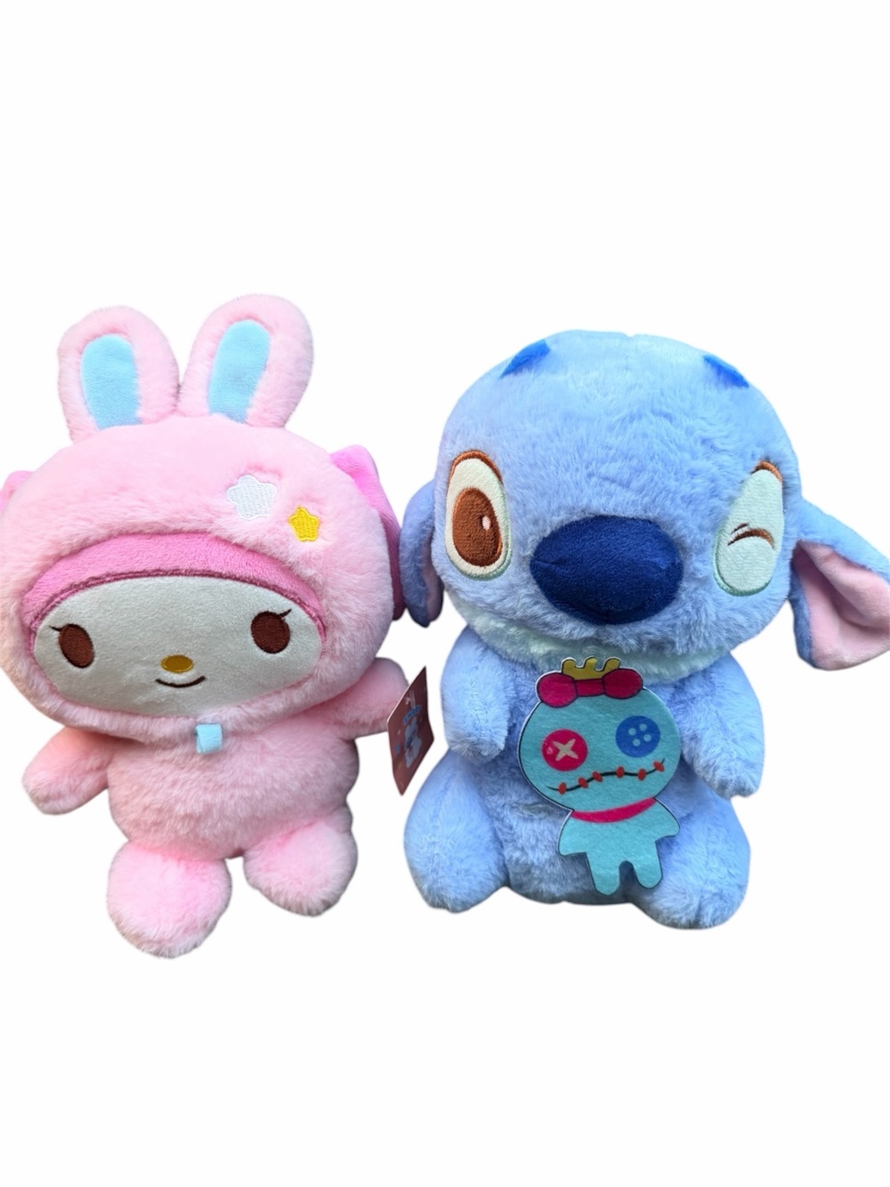 Hello Kitty My Melody Sanrio & Stitch Plushes Stuffed Animals X 2 Duo Bundle